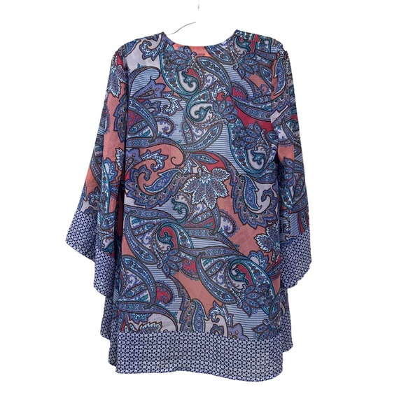 Soft Surroundings Wonderlust Topper Kimono Cardigan Paisley Purple Blue Size L - Picture 4 of 6